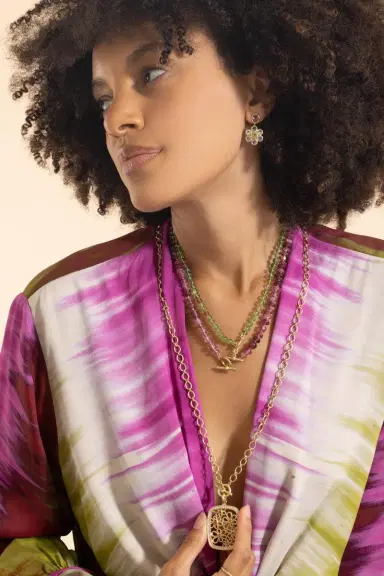 LEIGH MAXWELL Pink Tourmaline Beaded Necklace | Thumbnail 3