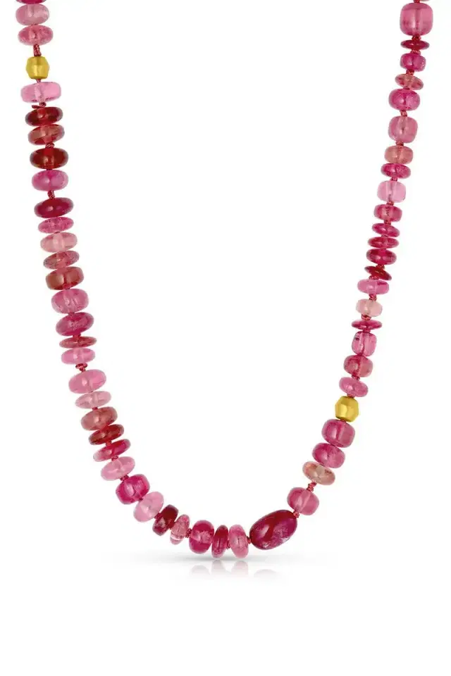 LEIGH MAXWELL Pink Tourmaline Beaded Necklace