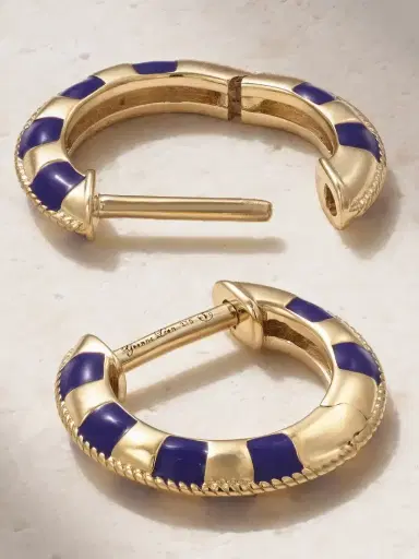 Yvonne Léon 9-karat Gold Enamel Hoop Earrings | Thumbnail 3