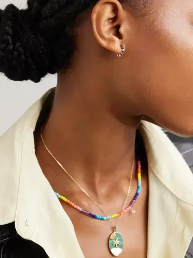 Yvonne Léon 9-karat Gold Enamel Hoop Earrings | Thumbnail 4