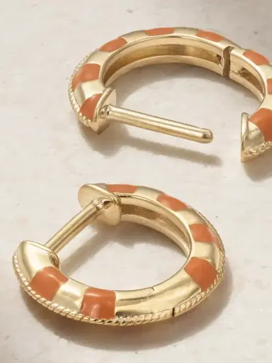 Yvonne Léon 9-karat Gold And Enamel Hoop Earrings | Thumbnail 3 Yvonne Léon 9-karat Gold And Enamel Hoop Earrings | Thumbnail 3