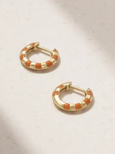 Yvonne Léon 9-karat Gold And Enamel Hoop Earrings | Thumbnail 1 Yvonne Léon 9-karat Gold And Enamel Hoop Earrings | Thumbnail 1