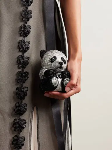 Judith Leiber Couture Teddy Bear Ling Crystal-embellished Silver-tone Clutch | Thumbnail 2