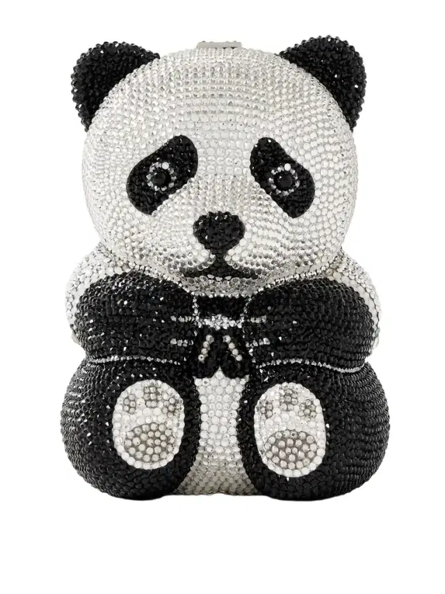Judith Leiber Couture Teddy Bear Ling Crystal-embellished Silver-tone Clutch