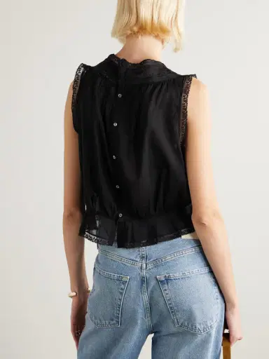 DÔEN Lilibet Lace-trimmed Pintucked Organic Cotton-voile Top | Thumbnail 3 DÔEN Lilibet Lace-trimmed Pintucked Organic Cotton-voile Top | Thumbnail 3