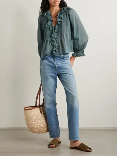 DÔEN Hardy Lace-trimmed Ruffled Pintucked Organic Cotton-voile Blouse | Thumbnail 2 DÔEN Hardy Lace-trimmed Ruffled Pintucked Organic Cotton-voile Blouse | Thumbnail 2