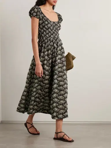 DÔEN Quinley Shirred Floral-print Organic Cotton-voile Midi Dress | Thumbnail 2 DÔEN Quinley Shirred Floral-print Organic Cotton-voile Midi Dress | Thumbnail 2