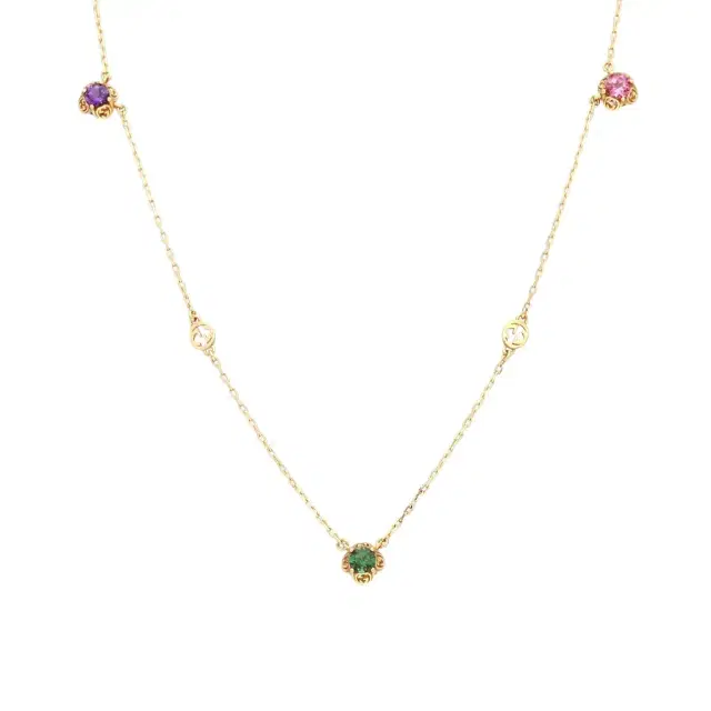 Gucci Gucci Interlocking G Motif 18K Yellow Gold Multistone Necklace by The Solist