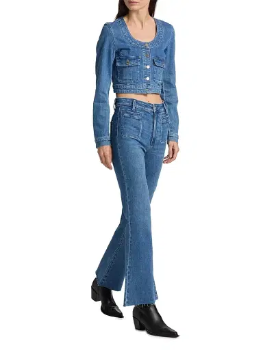 PAIGE Women's Marlow Skimmer Welt Pocket Flared Jeans | Thumbnail 2