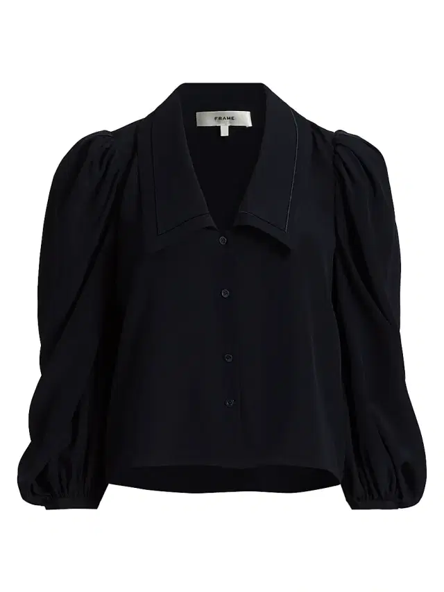 FRAME Women's The Sailor Silk Long-Sleeve Blouse - Navy
