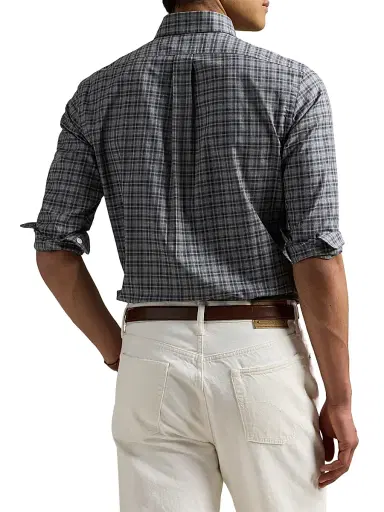 Polo Ralph Lauren Men's Plaid Cotton Shirt - Grey Navy Heather Multi - Size XXL | Thumbnail 4 Polo Ralph Lauren Men's Plaid Cotton Shirt - Grey Navy Heather Multi - Size XXL | Thumbnail 4