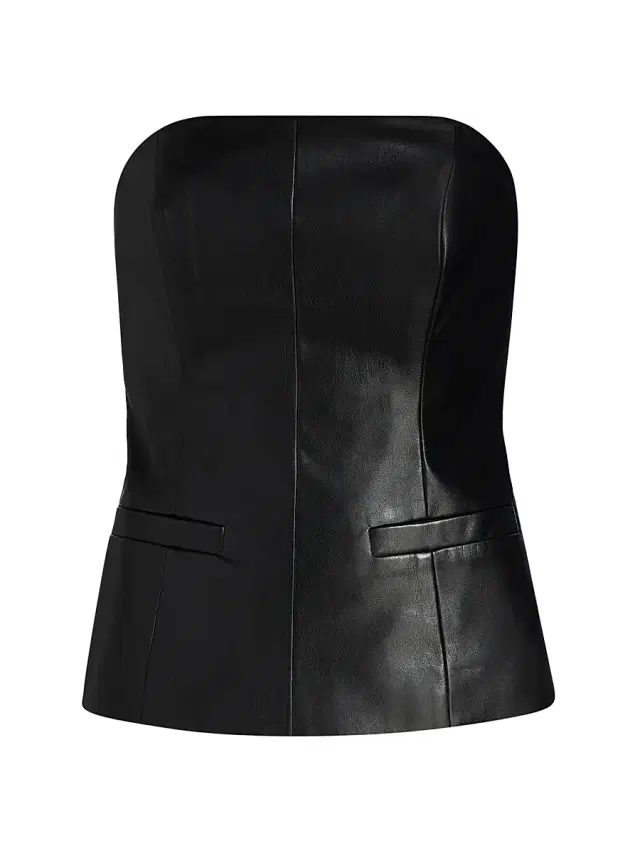 Milly Women's Faux-Leather Strapless Top - Black