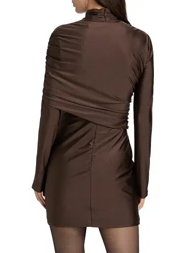 Et Ochs Women's Fallon Ruched Wrap Minidress - Chocolate | Thumbnail 5
