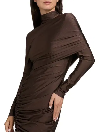 Et Ochs Women's Fallon Ruched Wrap Minidress - Chocolate | Thumbnail 6