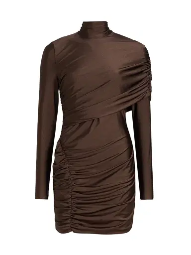 Et Ochs Women's Fallon Ruched Wrap Minidress - Chocolate | Thumbnail 1