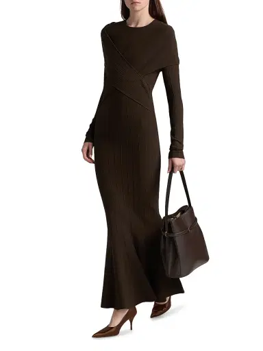 Et Ochs Women's Phoenix Rib-Knit Wrap Maxi Dress - Chocolate | Thumbnail 2