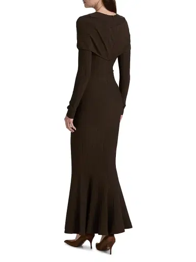 Et Ochs Women's Phoenix Rib-Knit Wrap Maxi Dress - Chocolate | Thumbnail 5