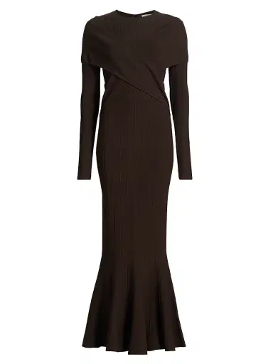 Et Ochs Women's Phoenix Rib-Knit Wrap Maxi Dress - Chocolate | Thumbnail 1