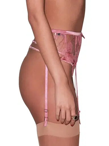 Fleur du Mal Women's Harper Embroidered Lace G-String - Pink Cadillac | Thumbnail 4 Fleur du Mal Women's Harper Embroidered Lace G-String - Pink Cadillac | Thumbnail 4