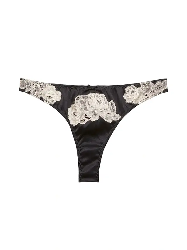 Women's Juliet Silk & Lace Thong - Black