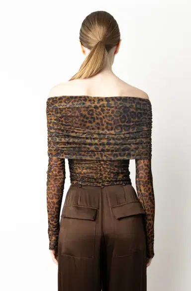 Lapointe Printed Mesh Off The Shoulder Top | Thumbnail 2