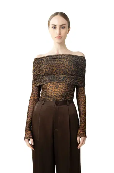 Lapointe Printed Mesh Off The Shoulder Top | Thumbnail 1