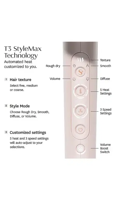 T3 Featherweight Stylemax Professional Hair Dryer With Automated Heat | Thumbnail 2