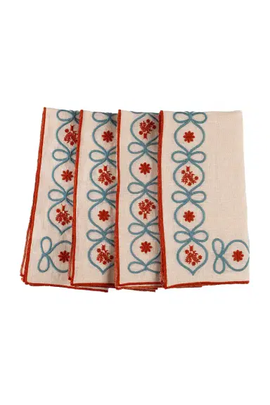 Misette Embroidered Linen Napkins Set Of 4 | Thumbnail 1