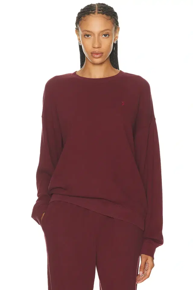 Eterne Oversized Lightweight French Terry Crewneck Sweatshirt