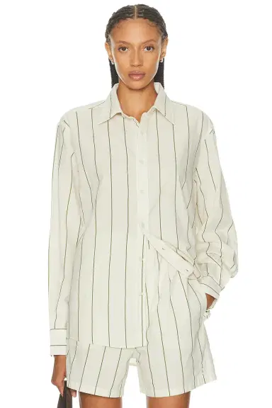 BODE Celery Stripe Long Sleeve Shirt | Thumbnail 1 BODE Celery Stripe Long Sleeve Shirt | Thumbnail 1