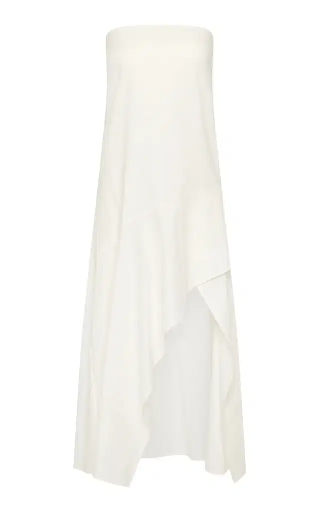 St. Agni Strapless Cotton Oxford Midi Dress