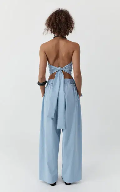 St. Agni Strapless Cotton-Blend Top - Light Blue | Thumbnail 4