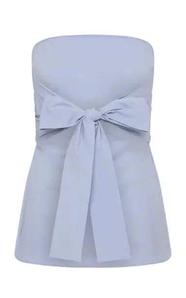 St. Agni Strapless Cotton-Blend Top - Light Blue | Thumbnail 5