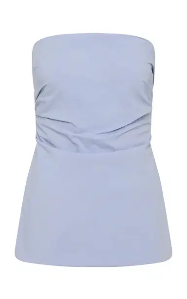 St. Agni Strapless Cotton-Blend Top - Light Blue | Thumbnail 1