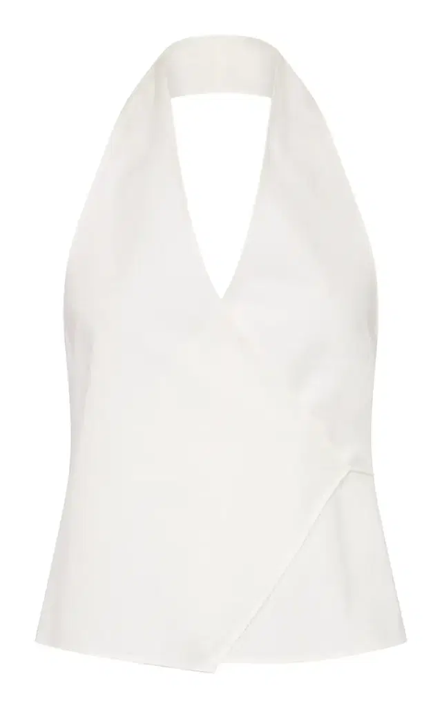 St. Agni Cotton Oxford Wrap Halter Top