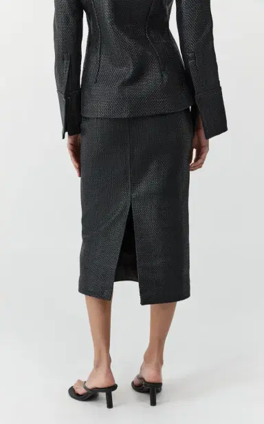 St. Agni Low-Rise Woven Leather Midi Skirt | Thumbnail 12 St. Agni Low-Rise Woven Leather Midi Skirt | Thumbnail 12