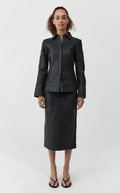 St. Agni Low-Rise Woven Leather Midi Skirt | Thumbnail 9 St. Agni Low-Rise Woven Leather Midi Skirt | Thumbnail 9