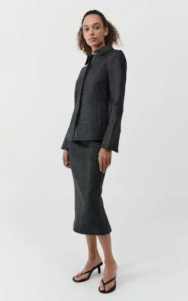 St. Agni Low-Rise Woven Leather Midi Skirt | Thumbnail 10 St. Agni Low-Rise Woven Leather Midi Skirt | Thumbnail 10