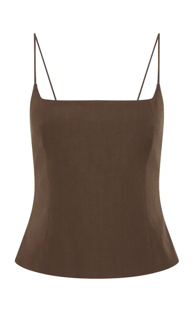 Square-Neck Wool-Silk Canvas Camisole Top