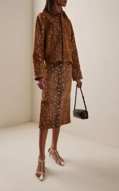 St. Agni Fawn-Patterned Leather Midi Skirt | Thumbnail 2 St. Agni Fawn-Patterned Leather Midi Skirt | Thumbnail 2