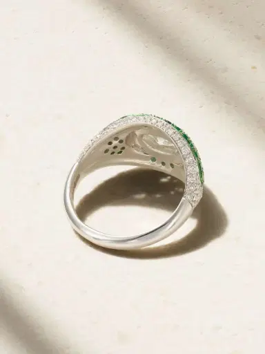 Kamyen 18-karat White Gold Diamond, Emerald And Enamel Ring | Thumbnail 3 Kamyen 18-karat White Gold Diamond, Emerald And Enamel Ring | Thumbnail 3