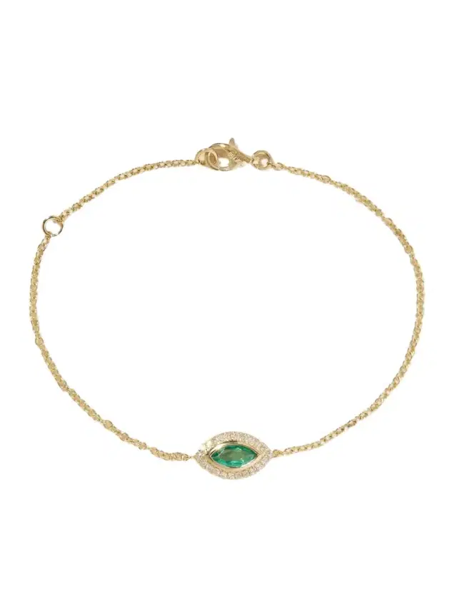 SHAY Evil Eye 18-karat Gold, Emerald And Diamond Bracelet
