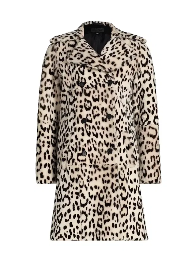 Women's Crystal Leopard Print Duster Coat - Snow Leopard