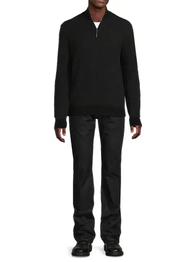 Ralph Lauren Purple Label Men's Birdseye Cashmere Quarter-Zip Sweater - Classic Black - Size XXL | Thumbnail 2 Ralph Lauren Purple Label Men's Birdseye Cashmere Quarter-Zip Sweater - Classic Black - Size XXL | Thumbnail 2