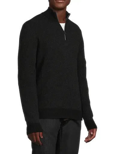 Ralph Lauren Purple Label Men's Birdseye Cashmere Quarter-Zip Sweater - Classic Black - Size XXL | Thumbnail 4 Ralph Lauren Purple Label Men's Birdseye Cashmere Quarter-Zip Sweater - Classic Black - Size XXL | Thumbnail 4