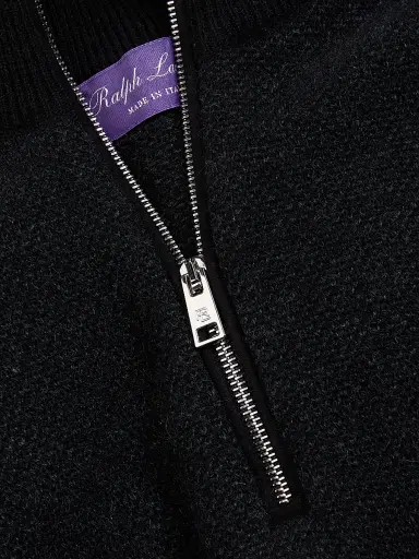 Ralph Lauren Purple Label Men's Birdseye Cashmere Quarter-Zip Sweater - Classic Black - Size XXL | Thumbnail 6 Ralph Lauren Purple Label Men's Birdseye Cashmere Quarter-Zip Sweater - Classic Black - Size XXL | Thumbnail 6
