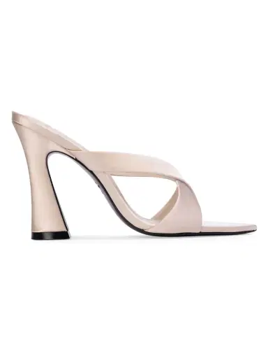 Black Suede Studio Women's Zoey 100MM Satin Sandals - Champagne Satin - Size 11 | Thumbnail 1