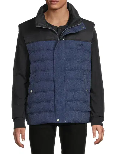 Mackage Men's Brody Denim Down Vest - Medium Denim - Size 46 | Thumbnail 3