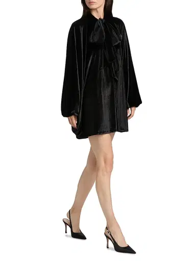 AZEEZA Women's Emlyn Velvet Minidress - Black | Thumbnail 2