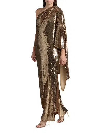 PRABAL GURUNG Women's Sari Sequined One-Shoulder Gown | Thumbnail 2